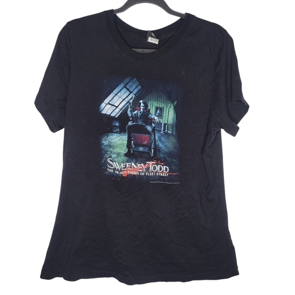 Vintage Y2K Sweeney Todd Demon Barber Johnny Depp Movie Promo Graphic T-Shirt - Picture 1 of 4